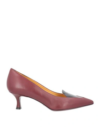 Shop A.testoni A. Testoni Woman Loafers Burgundy Size 8 Calfskin In Red