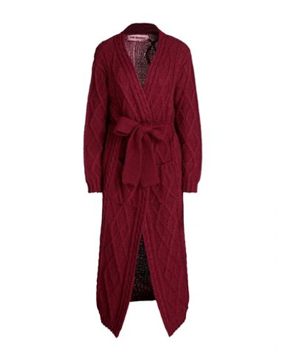 Shop Pink Memories Woman Cardigan Garnet Size 8 Acrylic, Mohair Wool, Polyamide, Wool In Red