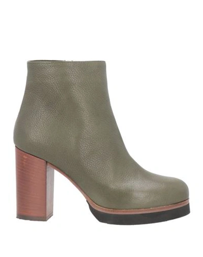 Shop The Seller Woman Ankle Boots Military Green Size 7 Soft Leather