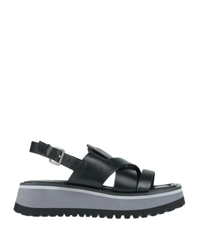 Rahya Grey Woman Sandals Black Size 10 Soft Leather In Black