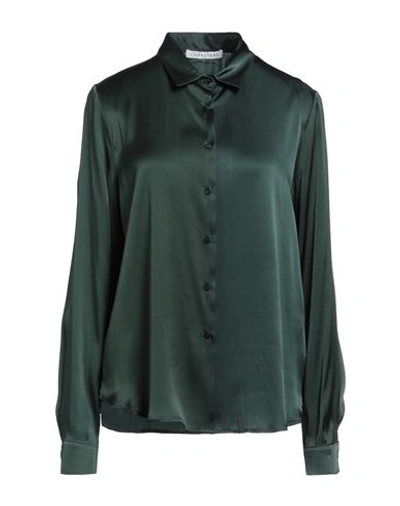 Shop Caractere Caractère Woman Shirt Dark Green Size 10 Acetate, Silk
