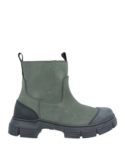 Shop Ganni Woman Ankle Boots Military Green Size 6 Rubber
