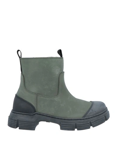 Ganni Forest Night Zweifarbige Ankle Boots Aus Gummi In Green
