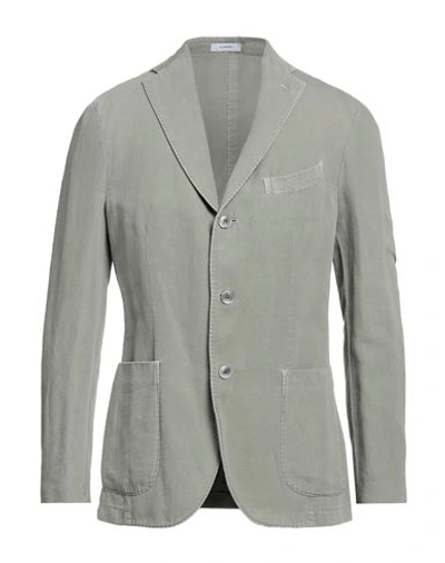 Shop Boglioli Man Blazer Grey Size 42 Cotton, Linen In Sage Green