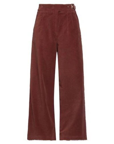 Shaft Woman Pants Dark Brown Size 26 Cotton, Elastane In Brown