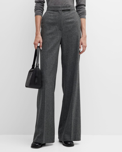 Shop Max Mara Radioso Cashmere-blend Check Trousers In Dark Grey