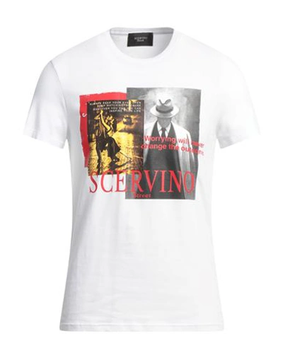 Shop Ermanno Scervino Man T-shirt White Size L Cotton, Elastane