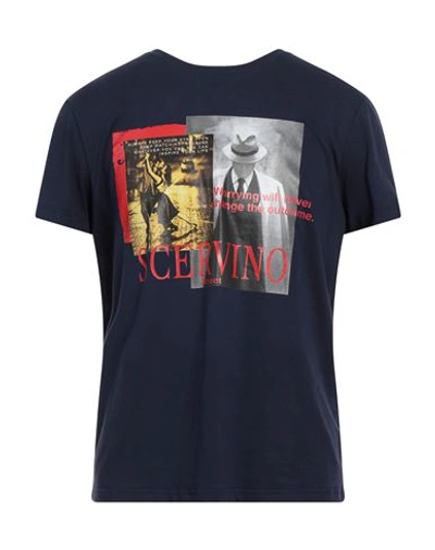Shop Ermanno Scervino Man T-shirt Navy Blue Size Xl Cotton, Elastane