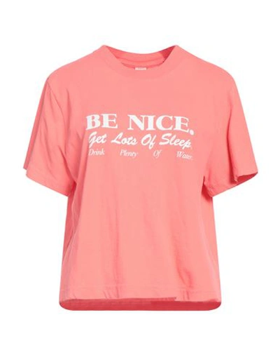 Shop Sporty And Rich Sporty & Rich Woman T-shirt Coral Size M Cotton In Red
