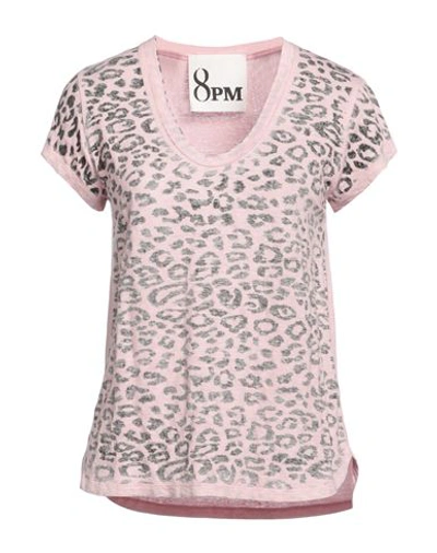 Shop 8pm Woman T-shirt Pink Size Xs Linen, Elastane