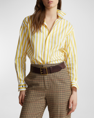 Shop Polo Ralph Lauren Striped Cotton Shirt In 860i Yellowwhite