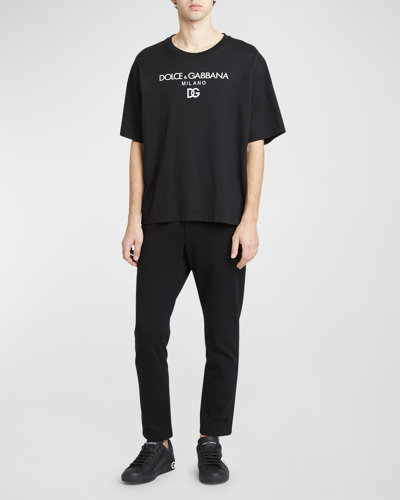 Shop Dolce & Gabbana Men's Jersey Logo T-shirt In Black
