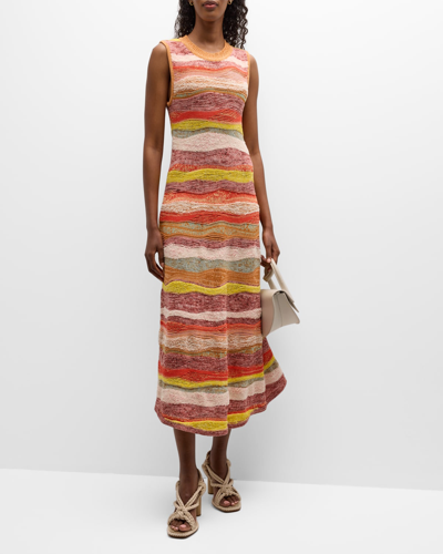 Shop Ulla Johnson Gaia Wavy-stripes A-line Maxi Dress In Agate