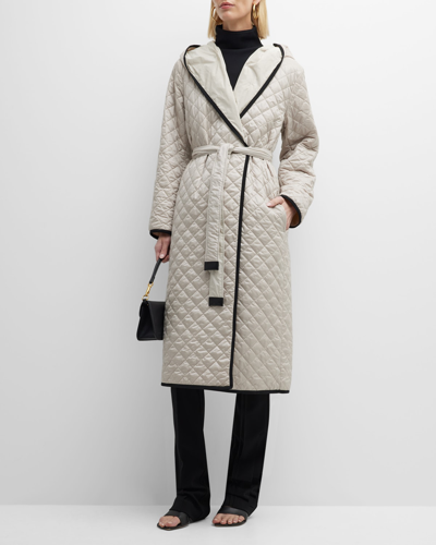 Shop Max Mara Lisa Belted Reversible Quilted Coat In Ice