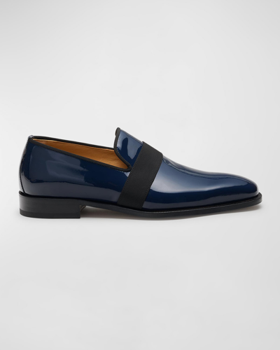 Shop Di Bianco Men's Catania Patent Leather Loafers In Navy