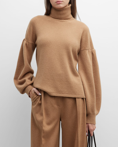 Shop Max Mara Maldive Cashmere-blend Turtleneck Sweater In Camel