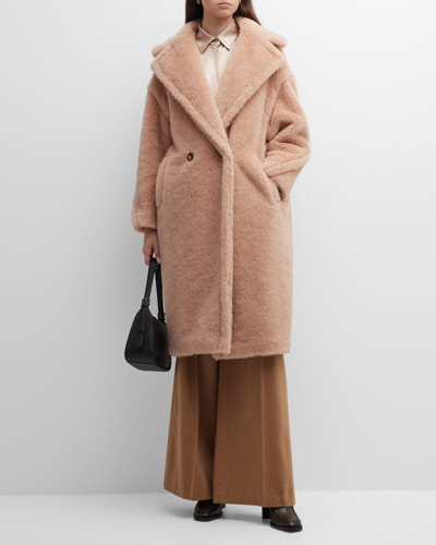 Shop Max Mara Tedgirl Faux Fur Long Coat In Pink