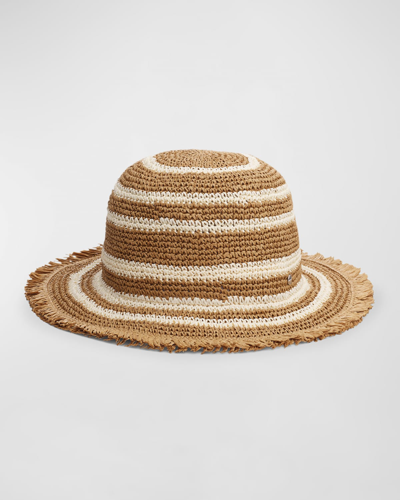 Shop Rag & Bone Frills Striped Rollable Bucket Hat In Ivrybeige