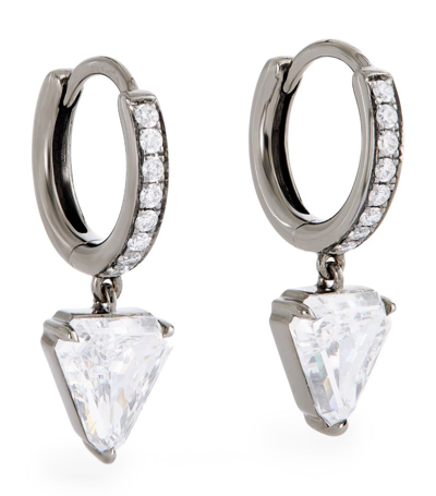Shop Eva Fehren White Gold And Diamond Shield Earrings