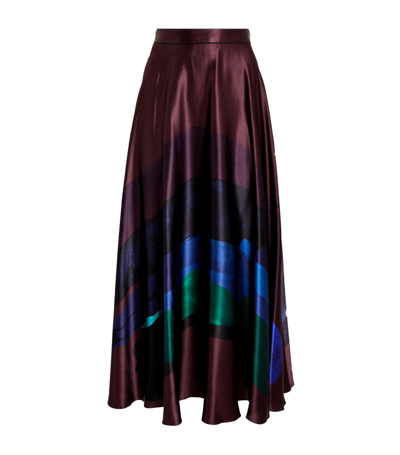 Shop Roksanda Silk Ameera Midi Skirt In Purple