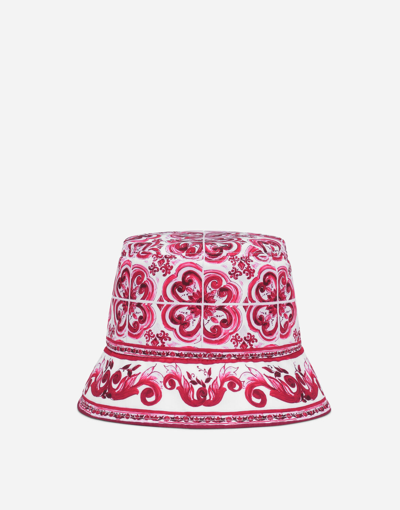 Shop Dolce & Gabbana Bucket Hat With Majolica Print In Multicolor