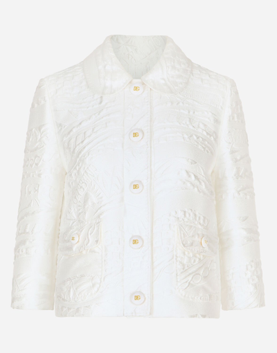 Shop Dolce & Gabbana Gabbana Brocade Jacket In White