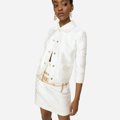 Shop Dolce & Gabbana Gabbana Brocade Jacket In White