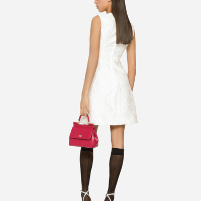 Shop Dolce & Gabbana Short Brocade Dress In White