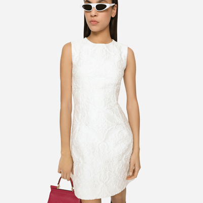 Dolce & Gabbana Short Brocade Dress In White