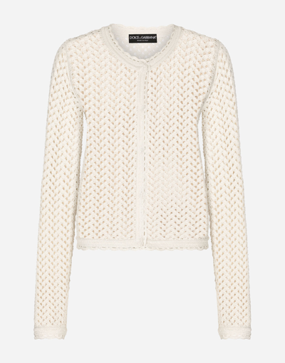 Shop Dolce & Gabbana Short Crochet Jacket In White