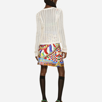 Shop Dolce & Gabbana Short Crochet Jacket In White