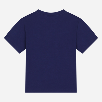 Dolce & Gabbana Jersey T-shirt With Logo Tag In Blue