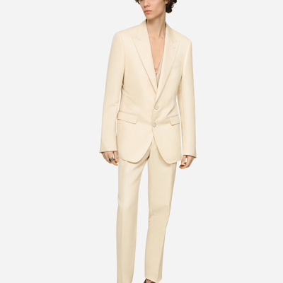 Shop Dolce & Gabbana Linen, Cotton And Silk Pants In White