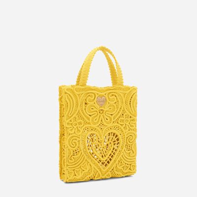 Shop Dolce & Gabbana Small Beatrice Shopper In Yellow