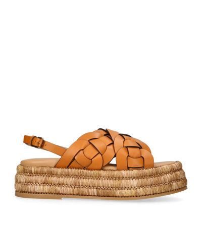 Shop Tod's Leather Braided Sandals In Brown