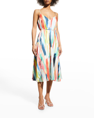 Shop Milly Becca Brushstroke-print Dress In Multi