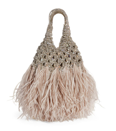 Shop Hibourama Mini Vannifique Plumes Woven Bag In Clear