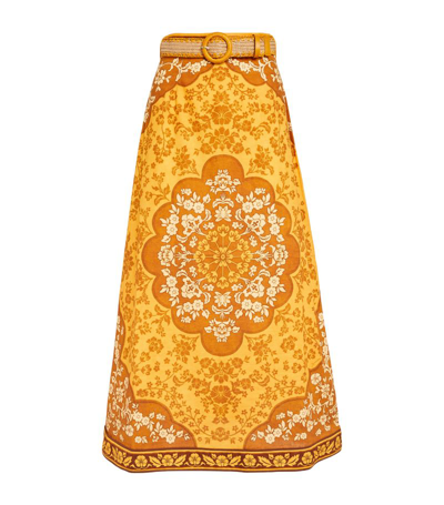 Shop Zimmermann Raie Midi Skirt In Gold