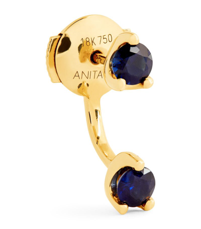 Shop Anita Ko Yellow Gold And Sapphire Orbit Single Earring In Blue