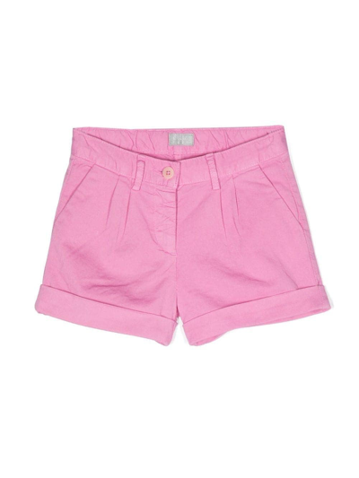 Shop Il Gufo Box-pleated Cotton Shorts In Pink