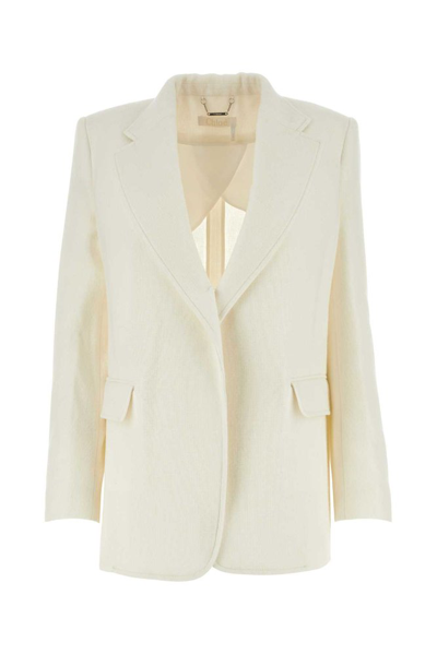 Shop Chloé Buttonless Tailored Jacket In White