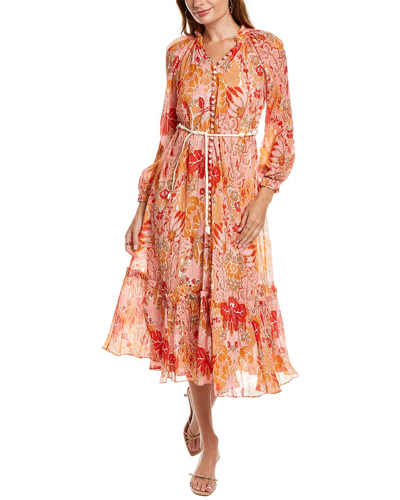 Shop Zimmermann Printed Silk-blend Midi Dress In Orange