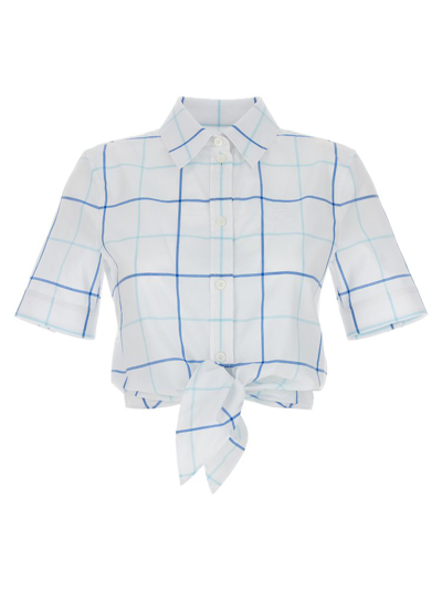 Shop Burberry Check Printed Buttoned Cropped Shirt In Multi