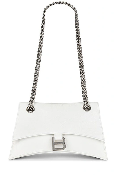 Shop Balenciaga Small Crush Chain Bag In Optic White