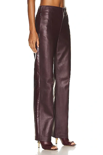 Bottega Veneta Flare-leg Ankle Polished Leather Pants In Jam