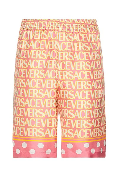 Shop Versace Shorts In Pink & Ivory