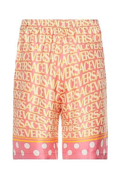 Shop Versace Shorts In Pink & Ivory