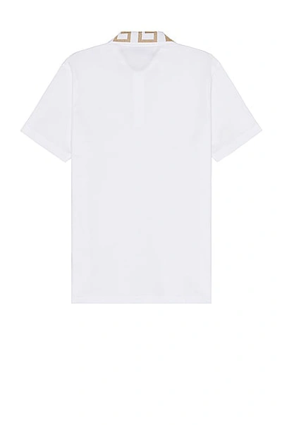 Versace Greca Short-sleeved Polo Shirt In Optical White
