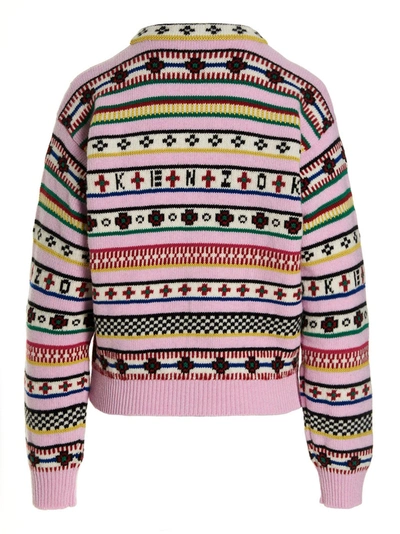 Shop Kenzo Logo Sweater In Multicolor