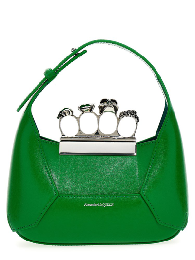 Shop Alexander Mcqueen Jewelled Mini Shoulder Bag In Green